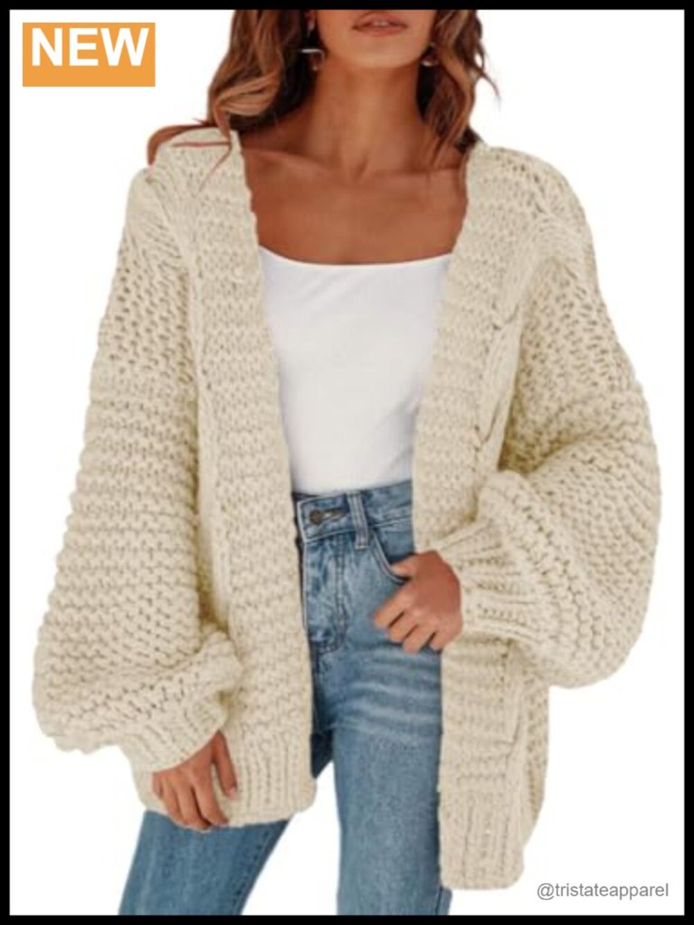 Chunky Cable Knit Oversized Cardigan Women's Open Front Sweater